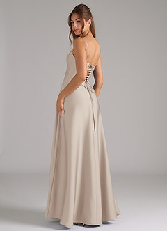 Azazie Valentine Robes de demoiselle d'honneur Robe Trapèze en Satin extensible Corset Givre image2