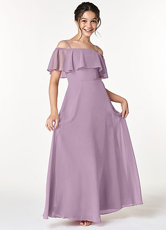 Azazie Maggie A-Line Off the Shoulder Chiffon Floor-Length Junior Bridesmaid Dress image3