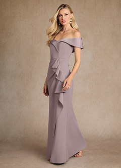 Azazie Laredo Mother of the Bride Dresses Vintage Mauve Mermaid Off the Shoulder Stretch Crepe Dress image2