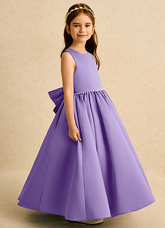 Azazie Daisies Flower Girl Dresses Tahiti Ball-Gown Bow Matte Satin Dress image6
