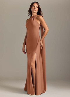 Azazie Kinsley Bridesmaid Dresses Bronzer Mermaid Side Slit Stretch Satin Dress image3