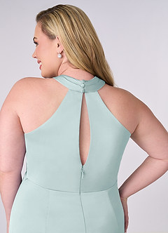 Barbie ♥ Azazie Bridesmaid Dresses Mist Sheath Stretch Satin Dress image11