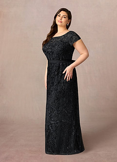 Azazie Dorit Mother of the Bride Dresses Black Sheath Scoop Lace Dress image8