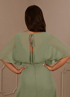 Azazie Oksana Mother of the Bride Dresses Pistachio A-Line V-Neck Pleated Chiffon Dress image5