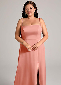 Azazie Wren Bridesmaid Dresses Coral A-Line Strapless Stretch Satin Convertible Dress image13