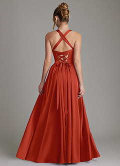 Azazie Francis Bridesmaid Dresses Rust A-Line Corset Stretch Satin Dress image2