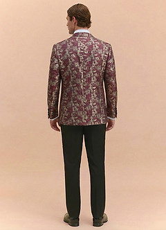 front Joseph Cabernetrot Formelles Jacquard-Smokingjackett mit spitzem Revers