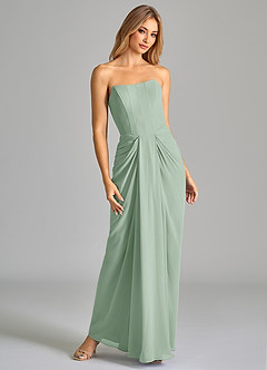 Azazie Anaïs Bridesmaid Dresses Agave Sheath Strapless Chiffon Dress image4