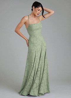 Azazie Tatum Bridesmaid Dresses Agave A-Line Corset Floral Burnout Dress image6