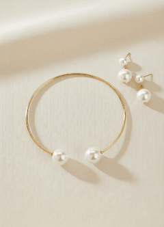 front Dubbele parel sieraden ringset