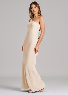 Azazie Monroe 신부 들러리 드레스 쉬스 한쪽 어깨 쉬폰 바닥 길이 드레스 image4