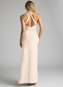 Azazie Becca Brautjungfernkleider Etui V-Hals Chiffon Kleid Alabaster Weiß image5