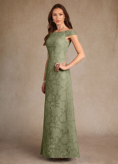 Azazie Moore Mother of the Bride Dresses Pistachio A-Line Boatneck Floral Burnout Dress image4