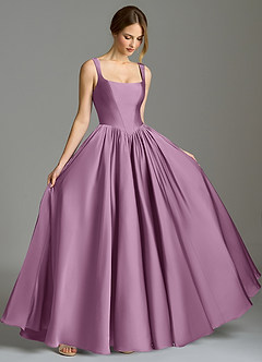 Azazie Verina Bridesmaid Dresses Wisteria A-Line Pleated Stretch Satin Dress image5
