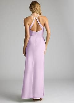 Azazie Becca Bridesmaid Dresses Frosted Lilac Sheath V-Neck Chiffon Dress image5