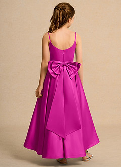 Azazie Sweets Girl vestidos de niña de las flores Vestido de Fucsia de Satin Mate de Corte En A con Plisado image2