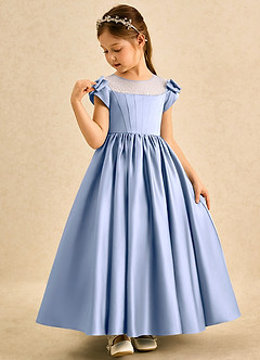 Azazie Toffee Abiti da Ragazza di Fiori Abito Stile Principessa in Raso Opaco Fiocco Ghiaccio image4