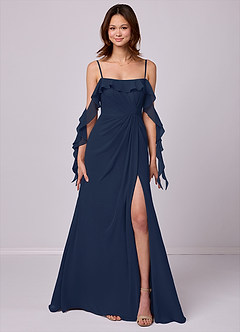 Barbie ♥ Azazie Bridesmaid Dresses Dark Navy A-Line Off the Shoulder Chiffon Convertible Dress image7