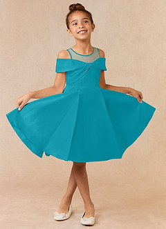 Azazie Shirin Final Sale Jade A-Line Off the Shoulder Matte Satin Dress image1