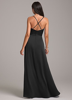 Azazie Naeem Bridesmaid Dresses Black A-Line Stretch Satin Dress image6