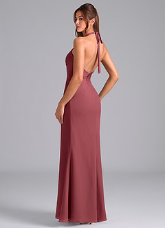 Azazie Valerie Robes de demoiselle d'honneur Robe Sirène en Mousseline de soie Plissée Merlot image5