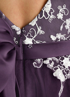 Azazie Butterfly Flower Girl Dresses Plum A-Line Lace Dress image5