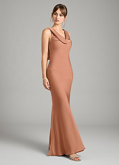 Azazie Rylina Bridesmaid Dresses Bronzer Mermaid Stretch Satin Dress image5
