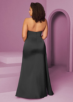 Barbie ♥ Azazie Jurken voor bruidsmeisjes Jurk van Stretch Satijn met Zeemeermin Geplooid Zwart image12