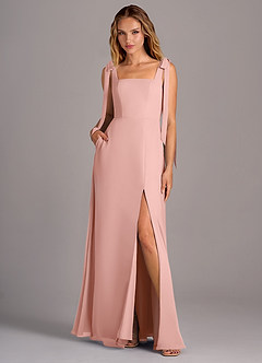 Azazie Debra Bridesmaid Dresses Rosette A-Line with Pockets Chiffon Convertible Dress image1