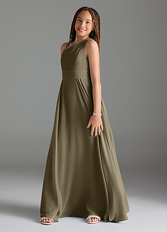 Azazie Dallas Junior Willow Green A-Line Pleated Chiffon Dress image4