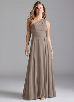 Azazie Dallas Final Sale Amethyst A-Line One Shoulder Mesh Dress image1