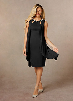 Azazie Viviana Mother of the Bride Dresses Black A-Line Sequins Mesh Dress image3