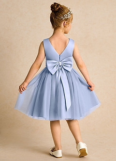 Azazie Tadpole Flower Girl Dresses Ice A-Line Pleated Matte Satin Dress image2