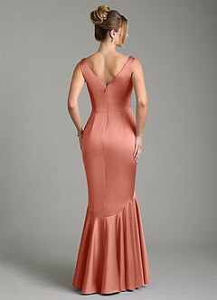 Azazie Alena Bridesmaid Dresses Salmon Pink Mermaid Pleated Stretch Satin Dress image7