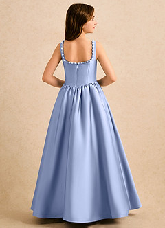 Azazie Enid Girls Formal Blumenmädchenkleider A-Linie Mit Perlen Stretch-Satin Kleid Eis image2