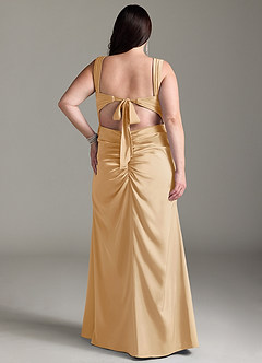 Azazie Jesaphine Brautjungfernkleider Etui Schleifen Stretch-Satin Kleid Gold image9