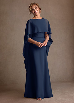 Azazie Marilla Mother of the Bride Dresses Dark Navy A-Line Pleated Chiffon Dress image6