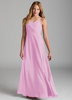 Azazie Davis Junior Candy Pink A-Line Chiffon Dress image1