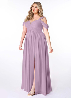 Azazie Lianne Vestidos de damas de honor Vestido de Glicinia de Gasa de Corte en A con Vestidos sin tirantes image10