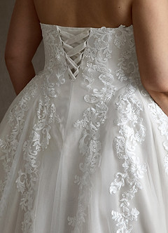 Azazie Sonnet Wedding Dresses Diamond White Ball-Gown Strapless Lace Dress image8