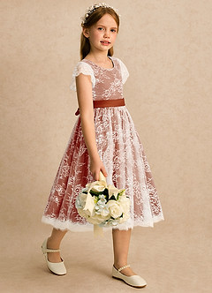 Azazie Maisie Flower Girl Klänningar Klänning A-linje i Spets image4
