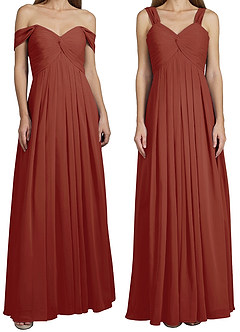 Azazie Kaitlynn Brautjungfernkleider Wandelbar Empire Gerafft Chiffon Kleid Terrakotta image8