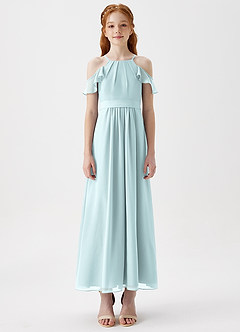 Azazie Chaya Junior Mist A-Line Off the Shoulder Chiffon Dress image3