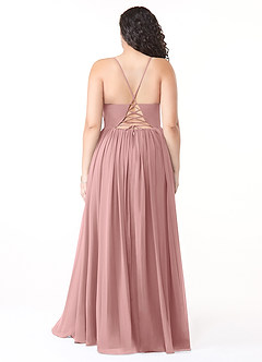 Azazie Aaida Bridesmaid Dresses Dusty Rose A-Line Corset Chiffon Dress image8