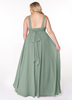 Azazie Kora Bridesmaid Dresses Silver Sage A-Line Pleated Chiffon Dress image8