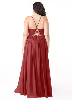 Azazie Aaida Bridesmaid Dresses Rust A-Line Corset Chiffon Dress image8