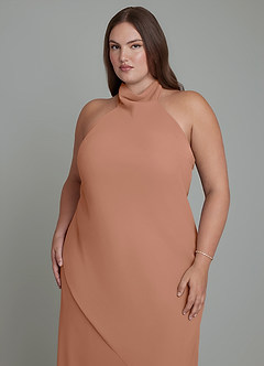 Azazie Velli Bridesmaid Dresses Bronzer Mermaid High Neck Chiffon Dress image9