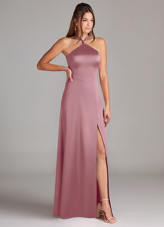 Azazie Elliana Bridesmaid Dresses Vintage Mauve Sheath Side Slit Stretch Satin Dress image3