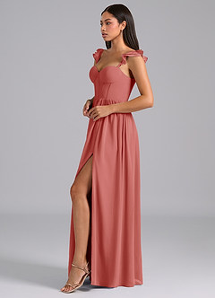 Azazie Denisse Robes de demoiselle d'honneur Robe Trapèze en Mousseline de soie Rayé Antique Rose image3