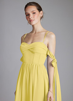 Azazie Ayanna Final Sale Canary A-Line Off the Shoulder Chiffon Dress image4